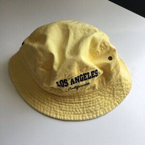 Sky Los Angeles California Embroidered Yellow Bucket Hat Medium